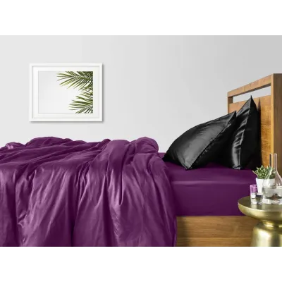 Евро постельное белье сатин Violet G COSAS черный 200х220 см