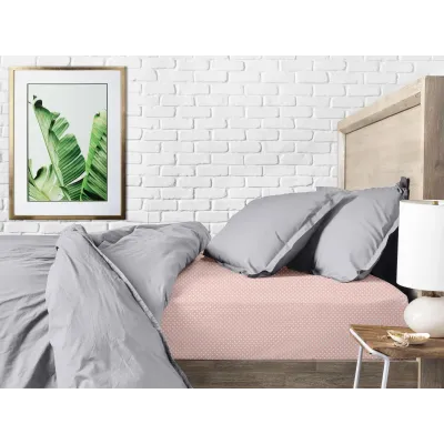 Простынь на резинке COSAS ROSE DOTS Ранфорс 140х200х20 см Розовый