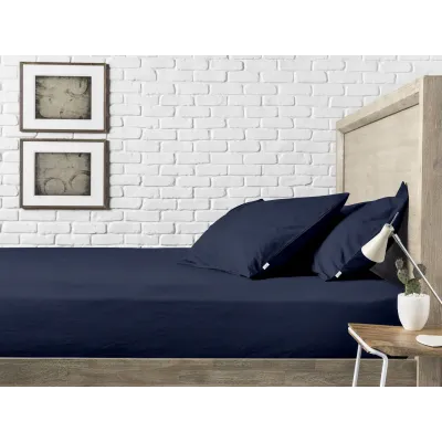 Набір наволочки і простирадло COSAS DARK BLUE SATIN CS1 Сатин 220х240 см Синій