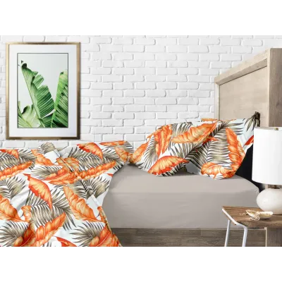 Двоспальний комплект COSAS ORANGE PALMS Ранфорс 180х220 см Помаранчевий