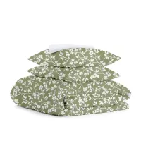Двоспальний комплект COSAS OLIVE FLOWERS Ранфорс 180х220 см Зелений