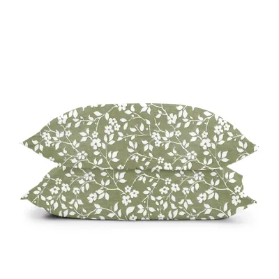 Сімейний комплект COSAS OLIVE FLOWERS Ранфорс 2х160х220 см Зелений