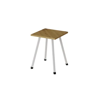 Табурет кухонный Ferrum-decor 430x320x320 Белый металл ДСП Дуб Артизан 16 мм (TAB013)