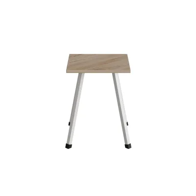 Табурет кухонный Ferrum-decor 430x320x320 Белый металл ДСП Дуб Сан-Марино 16 мм (TAB009)