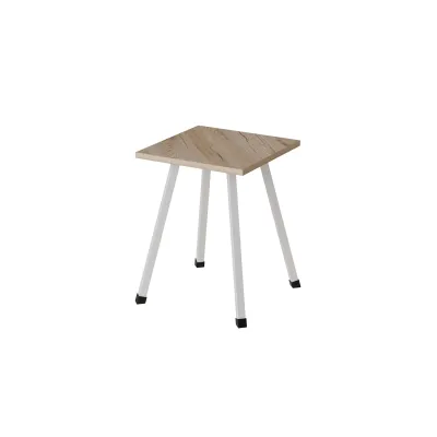 Табурет кухонный Ferrum-decor 430x320x320 Белый металл ДСП Дуб Сан-Марино 16 мм (TAB009)