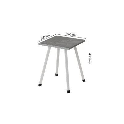 Табурет кухонный Ferrum-decor 430x320x320 Белый металл ДСП Бетон 16 мм (TAB014)