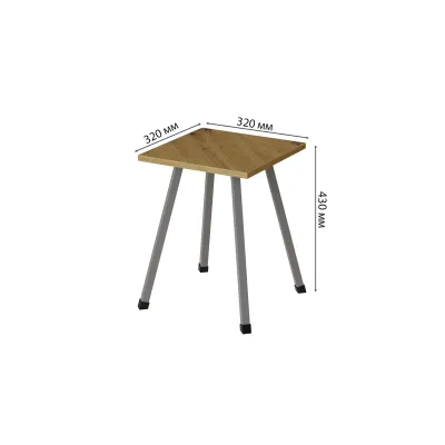 Табурет кухонный Ferrum-decor 430x320x320 Серый металл ДСП Дуб Артизан 16 мм (TAB020)