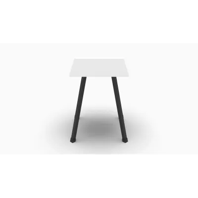 Табурет кухонный Ferrum-decor 430x320x320 Черный металл ДСП Белый 16 мм (TAB001)