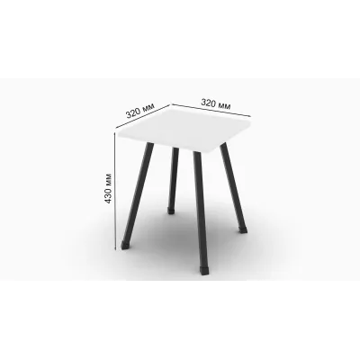 Табурет кухонный Ferrum-decor 430x320x320 Черный металл ДСП Белый 16 мм (TAB001)