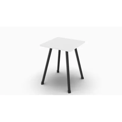 Табурет кухонный Ferrum-decor 430x320x320 Черный металл ДСП Белый 16 мм (TAB001)