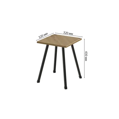Табурет кухонный Ferrum-decor 430x320x320 Черный металл ДСП Дуб Артизан 16 мм (TAB006)