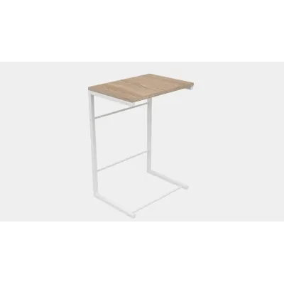 Столик приставной Терри Ferrum-decor 650x440x330 Белый металл ДСП Дуб Сонома 16 мм (TERR011)