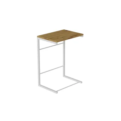 Столик приставной Терри Ferrum-decor 650x440x330 Белый металл ДСП Дуб Артизан 16 мм (TERR013)