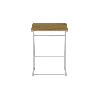Столик приставной Терри Ferrum-decor 650x440x330 Белый металл ДСП Дуб Артизан 16 мм (TERR013)