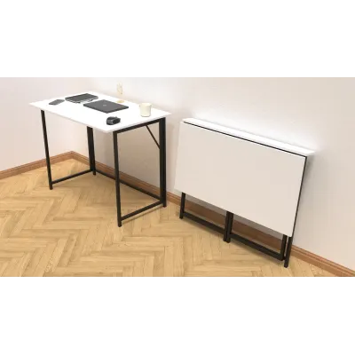 Стол раскладной Морис Ferrum-decor 750x1000x600 Черный металл ДСП Белый 16 мм (MORI001)