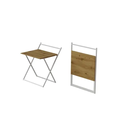 Стол трансформер Компакт 1 Ferrum-decor 750x790x720 Белый металл ДСП Дуб Артизан 16 мм (KOM113)
