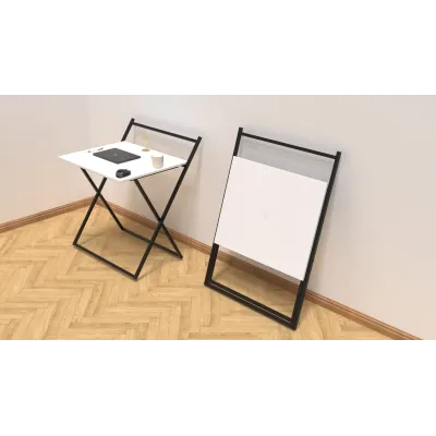 Стол трансформер Компакт 1 Ferrum-decor 750x790x720 Черный металл ДСП Белый 16 мм (KOM101)