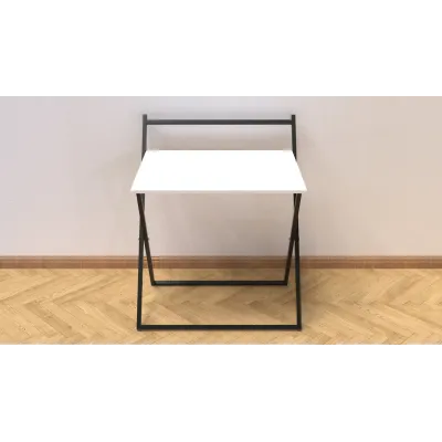 Стол трансформер Компакт 1 Ferrum-decor 750x790x720 Черный металл ДСП Белый 16 мм (KOM101)