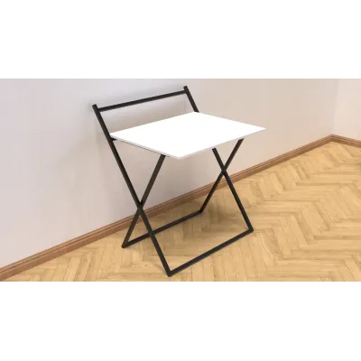 Стол трансформер Компакт 1 Ferrum-decor 750x790x720 Черный металл ДСП Белый 16 мм (KOM101)