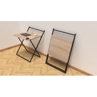 Стол трансформер Компакт 1 Ferrum-decor 750x790x720 Черный металл ДСП Дуб Сонома 16 мм (KOM104)