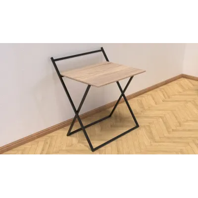 Стол трансформер Компакт 1 Ferrum-decor 750x790x720 Черный металл ДСП Дуб Сонома 16 мм (KOM104)