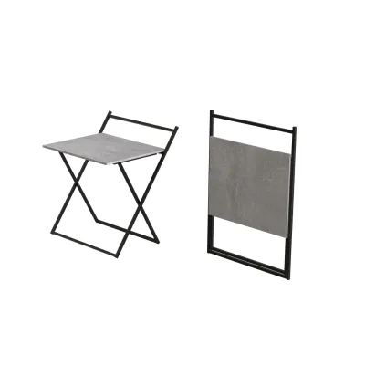 Стол трансформер Компакт 1 Ferrum-decor 750x790x720 Черный металл ДСП Бетон 16 мм (KOM107)
