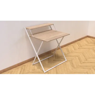 Стол трансформер Компакт 2 Ferrum-decor 750x790x720 Белый металл ДСП Дуб Сонома 16 мм (KOM211)