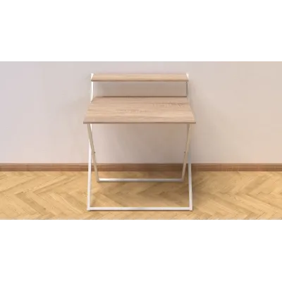 Стол трансформер Компакт 2 Ferrum-decor 750x790x720 Белый металл ДСП Дуб Сонома 16 мм (KOM211)