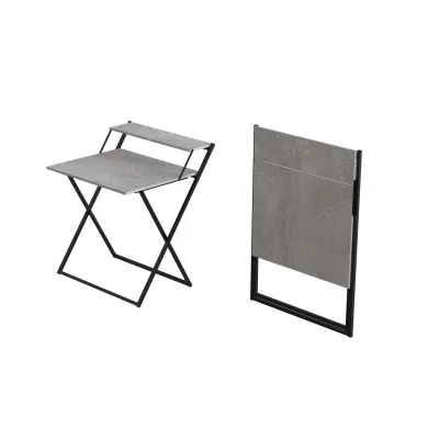 Стол трансформер Компакт 2 Ferrum-decor 750x790x720 Белый металл ДСП Бетон 16 мм (KOM214)