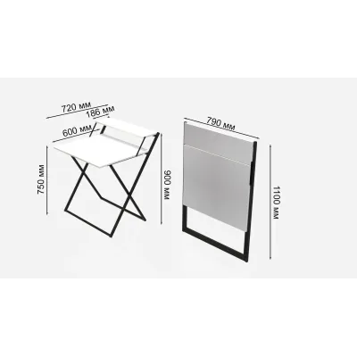 Стол трансформер Компакт 2 Ferrum-decor 750x790x720 Черный металл ДСП Белый 16 мм (KOM201) Стол трансформер Компакт 2 Ferrum-decor 750x790x720 Черный металл ДСП Белый 16 мм (KOM201)