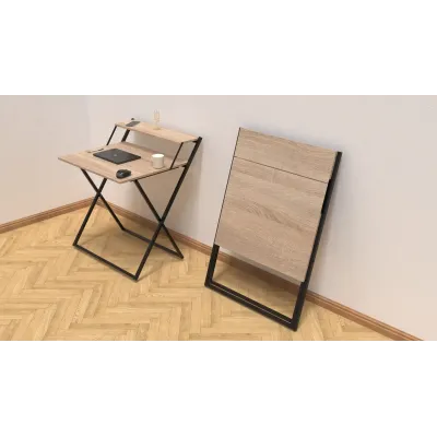 Стол трансформер Компакт 2 Ferrum-decor 750x790x720 Черный металл ДСП Дуб Сонома 16 мм (KOM204)