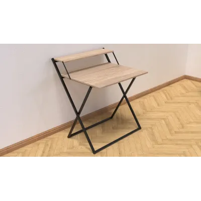 Стол трансформер Компакт 2 Ferrum-decor 750x790x720 Черный металл ДСП Дуб Сонома 16 мм (KOM204)