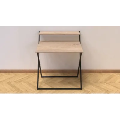 Стол трансформер Компакт 2 Ferrum-decor 750x790x720 Черный металл ДСП Дуб Сонома 16 мм (KOM204)