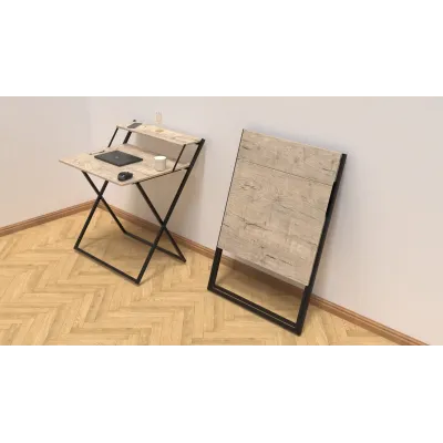 Стол трансформер Компакт 2 Ferrum-decor 750x790x720 Черный металл ДСП Дуб Сан Марино 16 мм (KOM202)