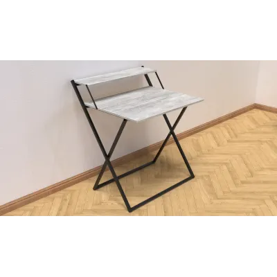 Стол трансформер Компакт 2 Ferrum-decor 750x790x720 Черный металл ДСП Бетон 16 мм (KOM207)