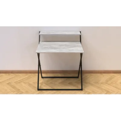 Стол трансформер Компакт 2 Ferrum-decor 750x790x720 Черный металл ДСП Бетон 16 мм (KOM207)