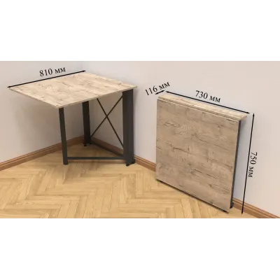 Стол-книжка трансформер Орион 1 Ferrum-decor 750x810x730 Белый металл ДСП Дуб Сонома 16 мм (ORI111)
