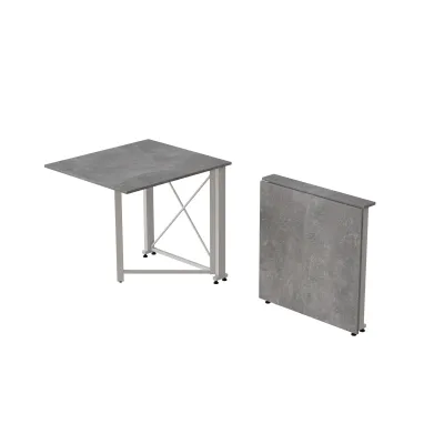 Стол-книжка трансформер Орион 1 Ferrum-decor 750x810x730 Белый металл ДСП Бетон 16 мм (ORI114)