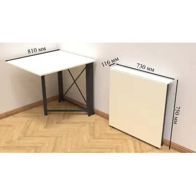 Стол-книжка трансформер Орион 1 Ferrum-decor 750x810x730 Черный металл ДСП Белый 16 мм (ORI101)