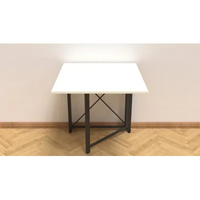 Стол-книжка трансформер Орион 1 Ferrum-decor 750x810x730 Черный металл ДСП Белый 16 мм (ORI101)