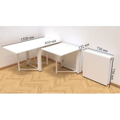 Стол-книжка трансформер Орион 2 Ferrum-decor 750x1520x730 Белый металл ДСП Белый 16 мм (ORI208)
