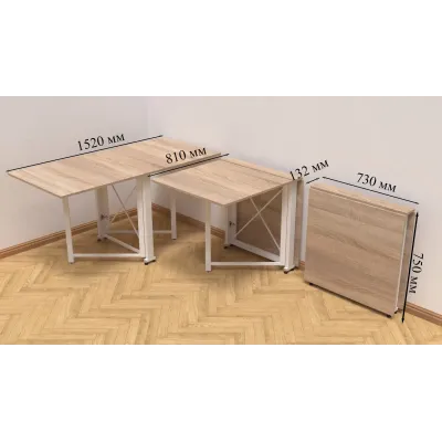Стол-книжка трансформер Орион 2 Ferrum-decor 750x1520x730 Белый металл ДСП Дуб Сонома 16 мм (ORI211) Стол-книжка трансформер Орион 2 Ferrum-decor 750x1520x730 Белый металл ДСП Дуб Сонома 16 мм (ORI211)