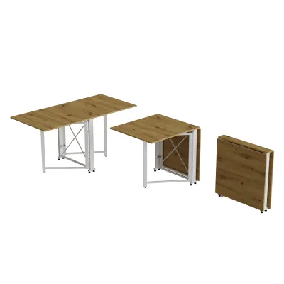 Стол-книжка трансформер Орион 2 Ferrum-decor 750x1520x730 Белый металл ДСП Дуб Артизан 16 мм (ORI213)
