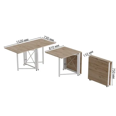 Стол-книжка трансформер Орион 2 Ferrum-decor 750x1520x730 Белый металл ДСП Дуб Сан-Марино 16 мм (ORI209) Стол-книжка трансформер Орион 2 Ferrum-decor 750x1520x730 Белый металл ДСП Дуб Сан-Марино 16 мм (ORI209)