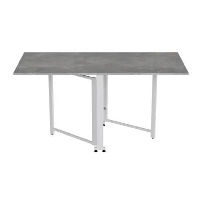 Стол-книжка трансформер Орион 2 Ferrum-decor 750x1520x730 Белый металл ДСП Бетон 16 мм (ORI214)