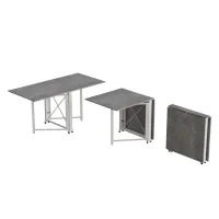 Стол-книжка трансформер Орион 2 Ferrum-decor 750x1520x730 Белый металл ДСП Бетон 16 мм (ORI214)