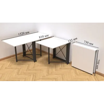 Стол-книжка трансформер Орион 2 Ferrum-decor 750x1520x730 Черный металл ДСП Белый 16 мм (ORI201) Стол-книжка трансформер Орион 2 Ferrum-decor 750x1520x730 Черный металл ДСП Белый 16 мм (ORI201)