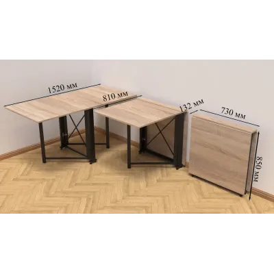 Стол-книжка трансформер Орион 2 Ferrum-decor 750x1520x730 Черный металл ДСП Дуб Сонома 16 мм (ORI204) Стол-книжка трансформер Орион 2 Ferrum-decor 750x1520x730 Черный металл ДСП Дуб Сонома 16 мм (ORI204)
