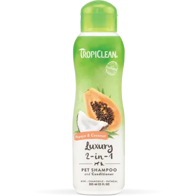 Шампунь-кондиціонер Tropiclean Papaya & Coconut 355 мл з кокосом та татом для собак та кішок