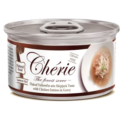 Корм влажный для котов Cherie Signature Gravy Mix Tuna & Chiken с кусочками тунца и курицы в соусе 80 г